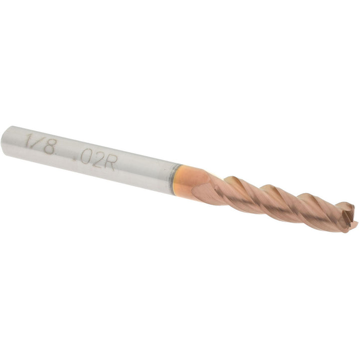 1/8" 3-Flute Solid Carbide Corner Radius End Mill, TiCN - Accupro 12181896