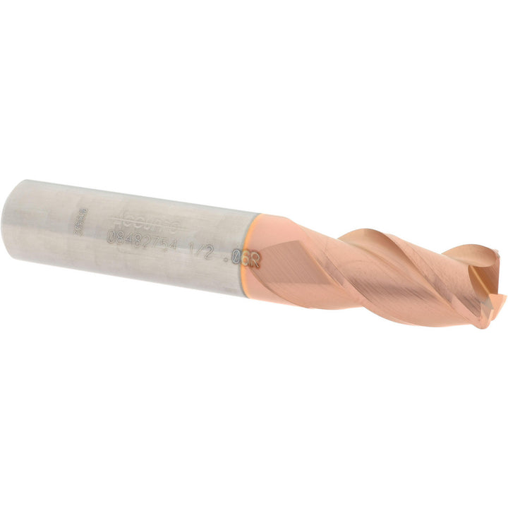 1/2" 3-Flute Solid Carbide Corner Radius End Mill, TiCN - Accupro 12182077