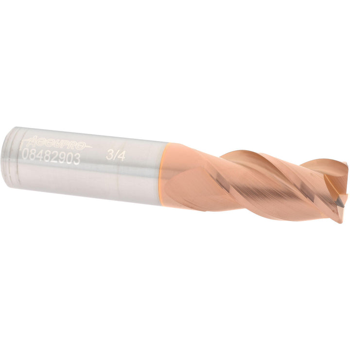 3/4" 3-Flute Solid Carbide Corner Radius End Mill, TiCN - Accupro 12182136
