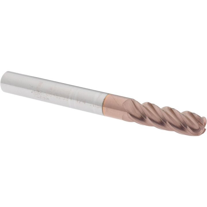 1/4" 4-Flute Solid Carbide Corner Radius End Mill, TiCN - Accupro 12182466