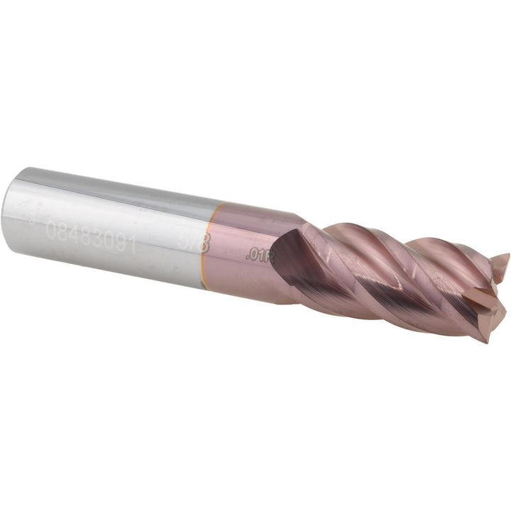 5/8" 4-Flute Solid Carbide Corner Radius End Mill, TiCN - Accupro 12182629