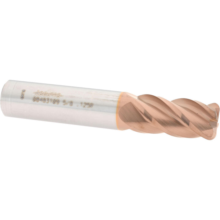 5/8" 4-Flute Solid Carbide Corner Radius End Mill, TiCN - Accupro 12182630