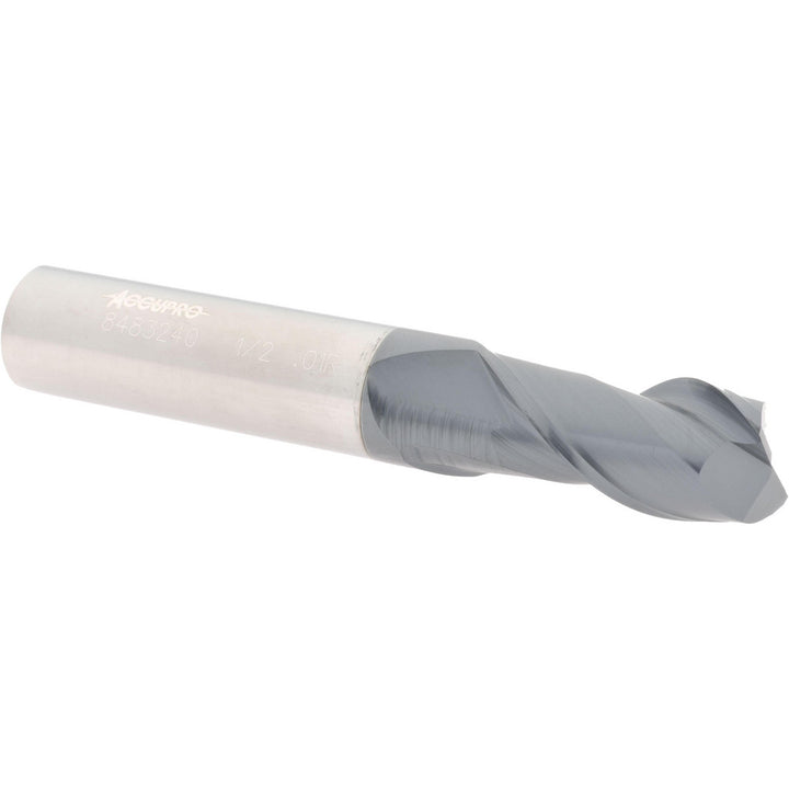 1/2" 2-Flute Solid Carbide Corner Radius End Mill, AlTiN - Accupro 12181480