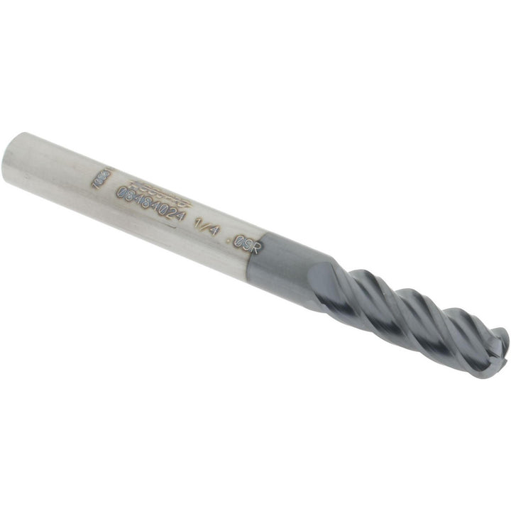 1/4" 4-Flute Solid Carbide Corner Radius End Mill, AlTiN - Accupro 12182474
