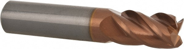3/8" 4-Flute Solid Carbide Corner Radius End Mill, TiCN - Accupro 12182881