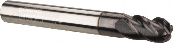 1/4" 4-Flute Solid Carbide Corner Radius End Mill, AlTiN - Accupro 12182816