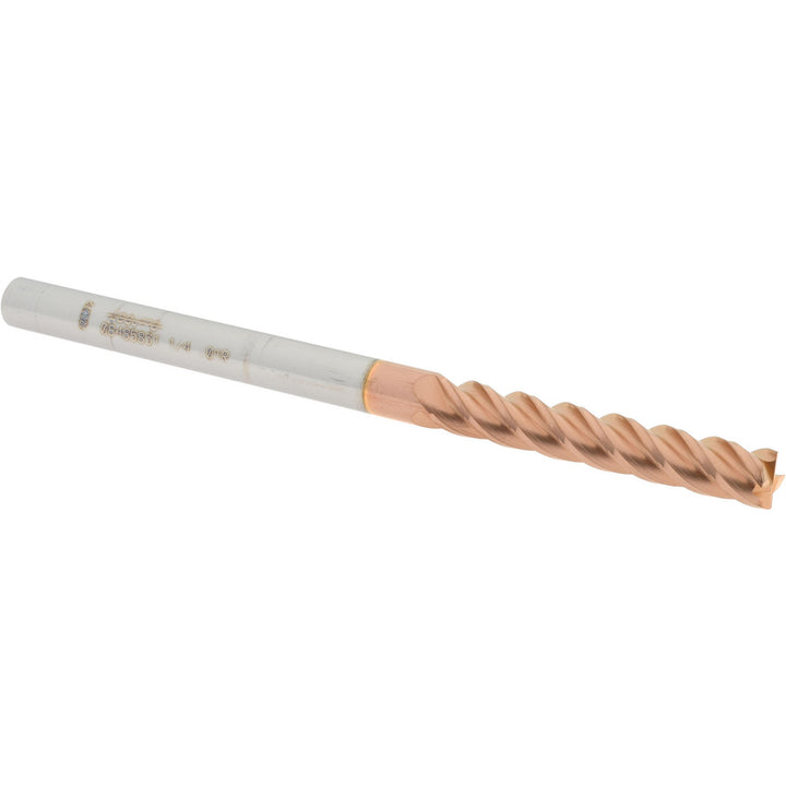 1/4" 4-Flute Solid Carbide Corner Radius End Mill, TiCN - Accupro 12183234
