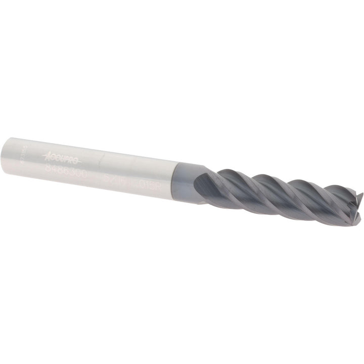 5/16" 4-Flute Solid Carbide Corner Radius End Mill, AlTiN - Accupro 12183042