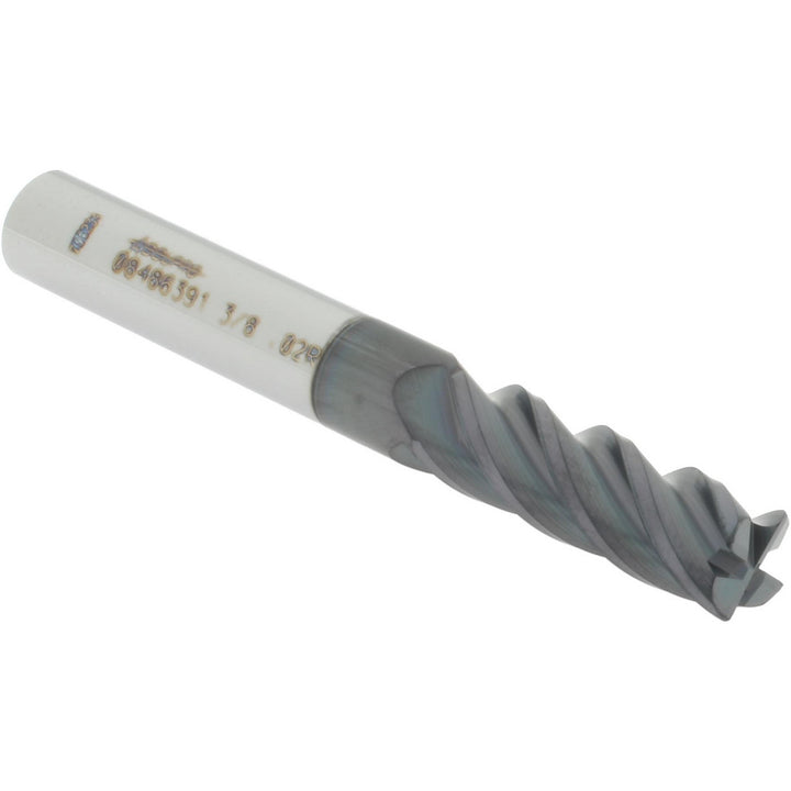 3/8" 4-Flute Solid Carbide Corner Radius End Mill, AlTiN - Accupro 12183070
