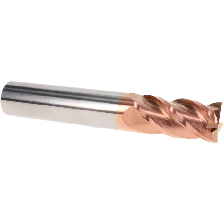 1" 4-Flute Solid Carbide Corner Radius End Mill, TiCN - Accupro 12183432
