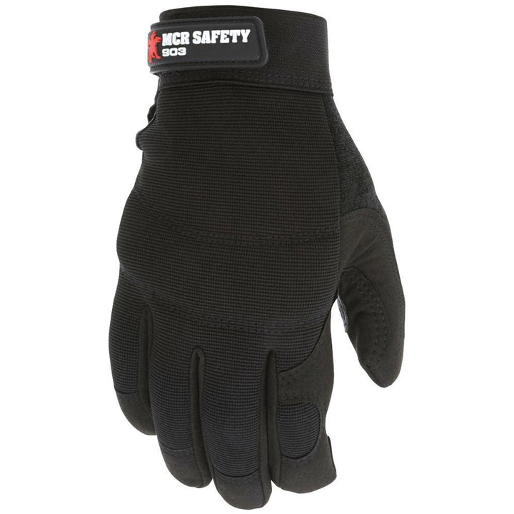 X-Large Black Nylon; Spandex; Goatskin Leather Mechanic's & Lifting Gloves - MCR Safety 903XL