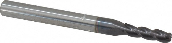 9/64" 3-Flute Solid Carbide Ball End Mill, AlTiN - Accupro 12184330