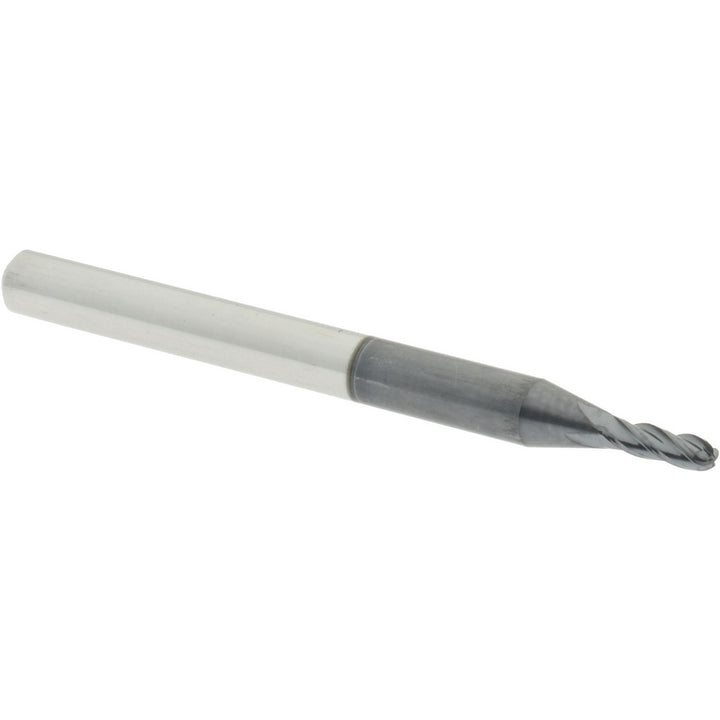 1/16" 4-Flute Solid Carbide Ball End Mill, AlTiN - Accupro 12184555