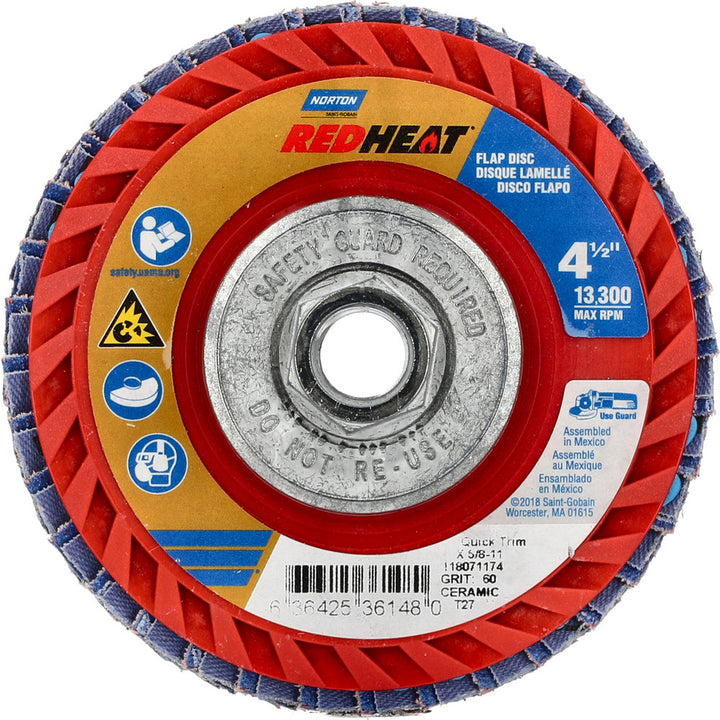 4-1/2" 60-Grit Ceramic Disc - Norton 63642536148