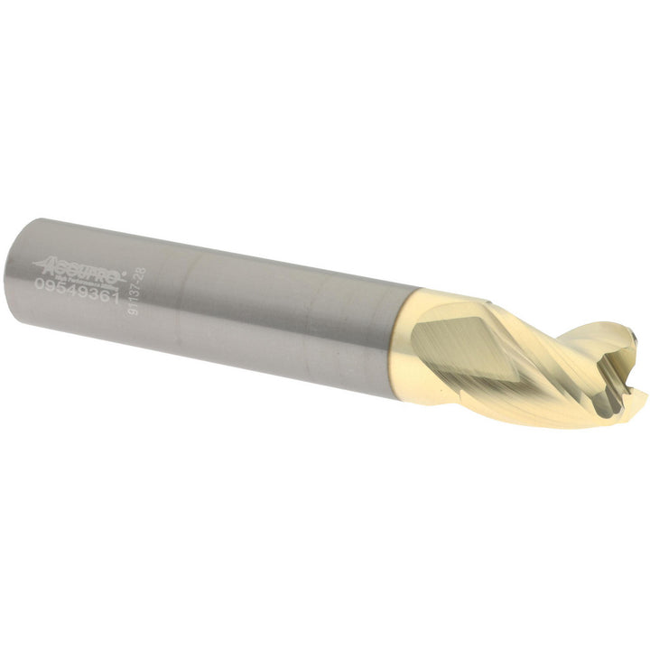1/2" 3-Flute Solid Carbide Corner Radius End Mill, ZrN - Accupro 314830