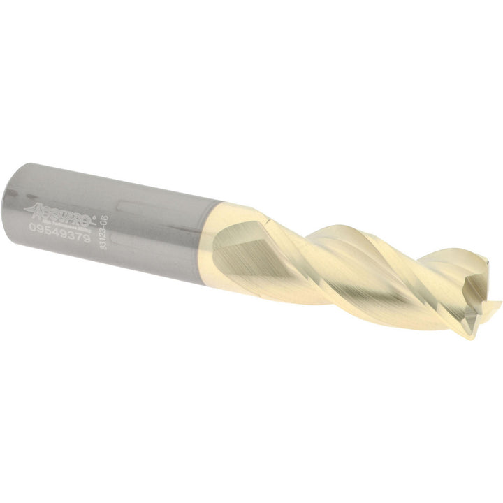 1/2" 3-Flute Solid Carbide Corner Radius End Mill, ZrN - Accupro 314850