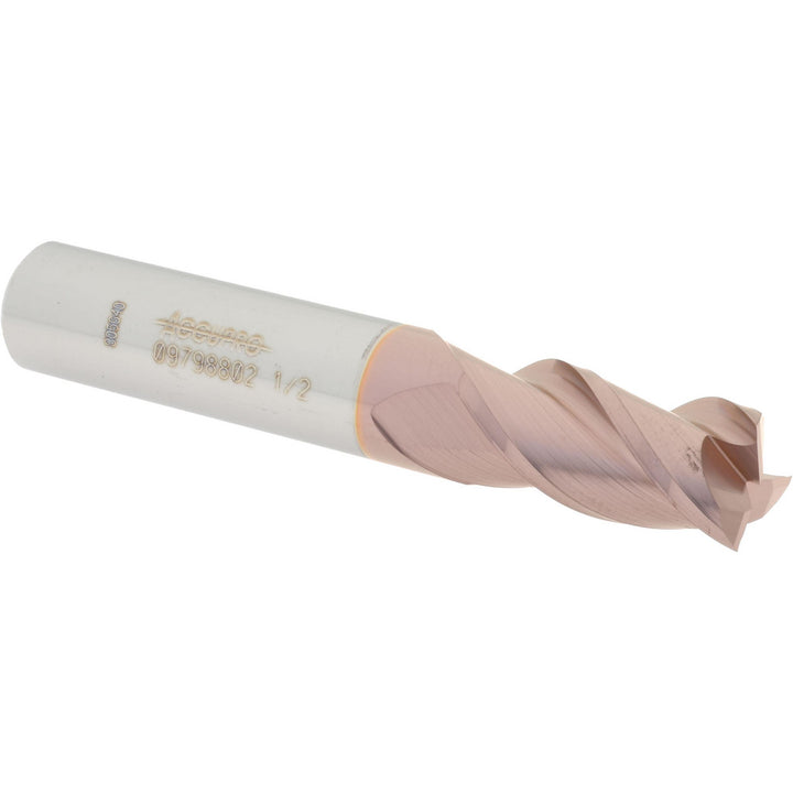 1/2" 3-Flute Solid Carbide Square End Mill, TiCN - Accupro 12182070