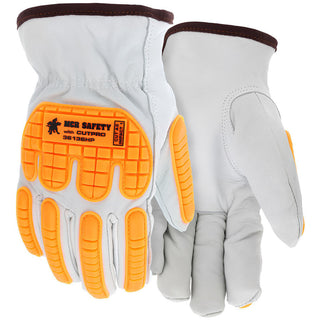 Medium White; Orange Goatskin Cut-Resistant Gloves - MCR Safety 36136HPM