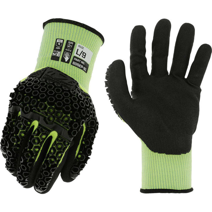 Large Yellow Nylon Blend Impact Gloves - Mechanix Wear SD5EP-91-009