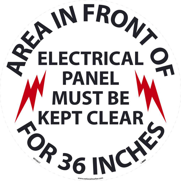 Area In Front Of Electrical Panel Must Be Kept Clear for 36 Sign - AccuformNMC WFSM27