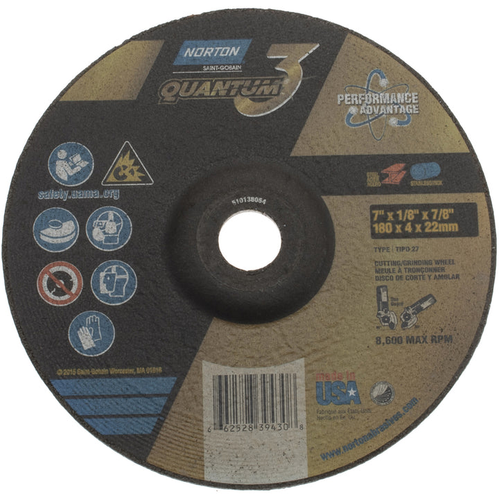 7 x 1/8" 24-Grit Ceramic Alumina Grinding & Cutoff Wheel - Norton 66252839430