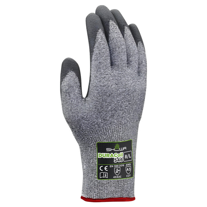 Large Gray HPPE; Polyester Cut-Resistant Gloves - SHOWA 546L-08