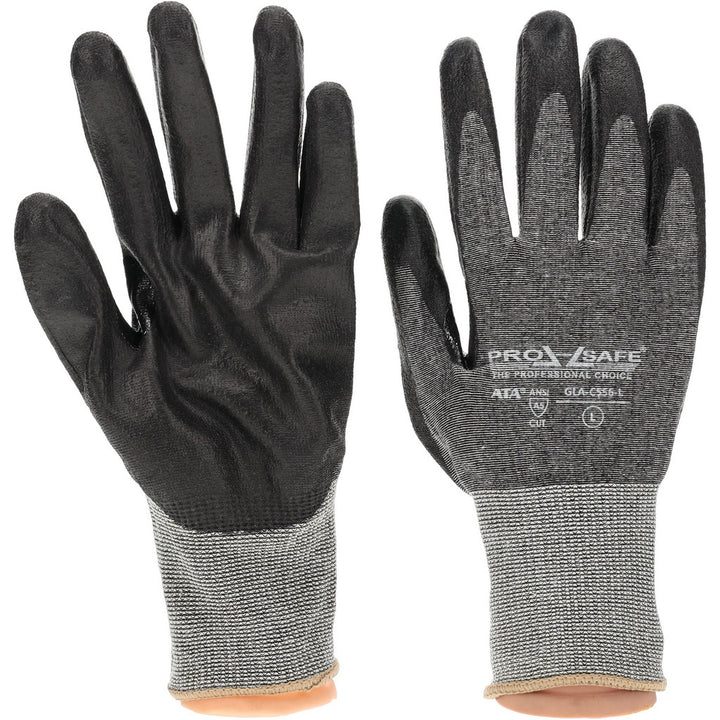 Large Black; Gray ATA; HPPE Cut Resistant Gloves - PRO-SAFE GLA-C556-L