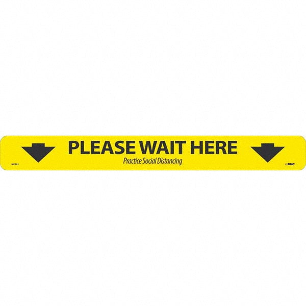 PLEASE WAIT HERE Practice Social Distancing Sign - AccuformNMC WFS8110