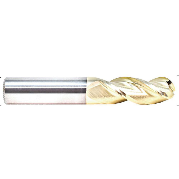 3/4" 3-Flute Solid Carbide Ball End Mill, ZrN - GWS 315322