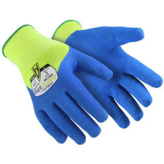 Medium Blue; High-Visibility Green Polyester (Shell) General Purpose Gloves - HexArmor. 9032-M (8)