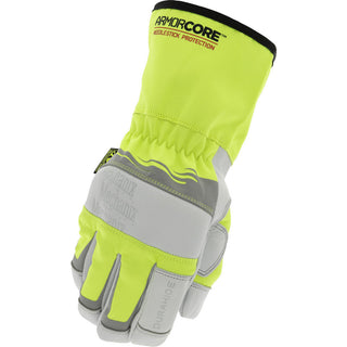 X-Large Gray; High-Visibility Yellow Leather Cut, Puncture & Abrasion-Resistant Gloves - Mechanix Wear NSIND-91-011