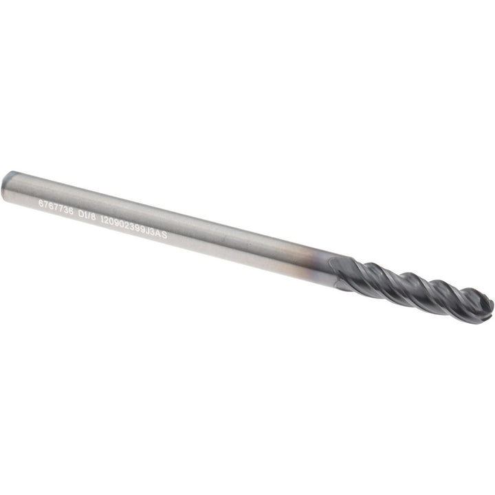 1/8" 4-Flute Solid Carbide Ball End Mill, AlTiN - Kennametal 6767736