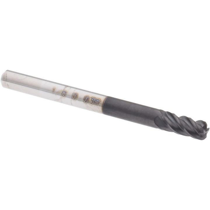 1/8in" 4-Flute Solid Carbide Corner Radius End Mill, AlTiN+ - Accupro 14556353