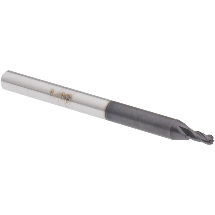 1/16" 4-Flute Solid Carbide Ball End Mill, AlTiN+ - Accupro 14556464