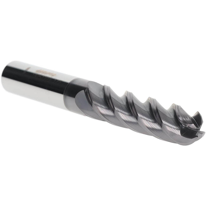 1/2" 4-Flute Solid Carbide Ball End Mill, AlTiN+ - Accupro 14556485