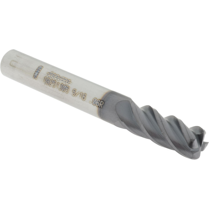 5/16in" 4-Flute Solid Carbide Corner Radius End Mill, AlTiN+ - Accupro 14556402