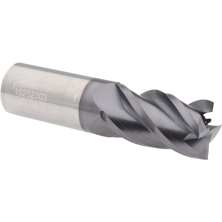 1" 4-Flute Solid Carbide Square End Mill, AlTiN+ - Accupro 14556463