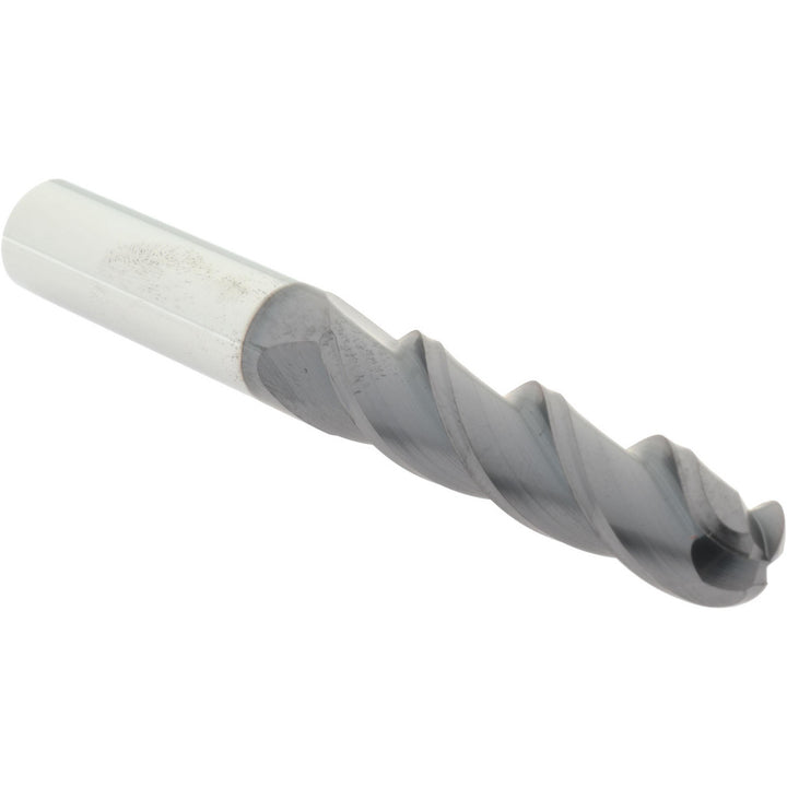 1/2" 3-Flute Solid Carbide Ball End Mill, AlTiN+ - Accupro 14788657