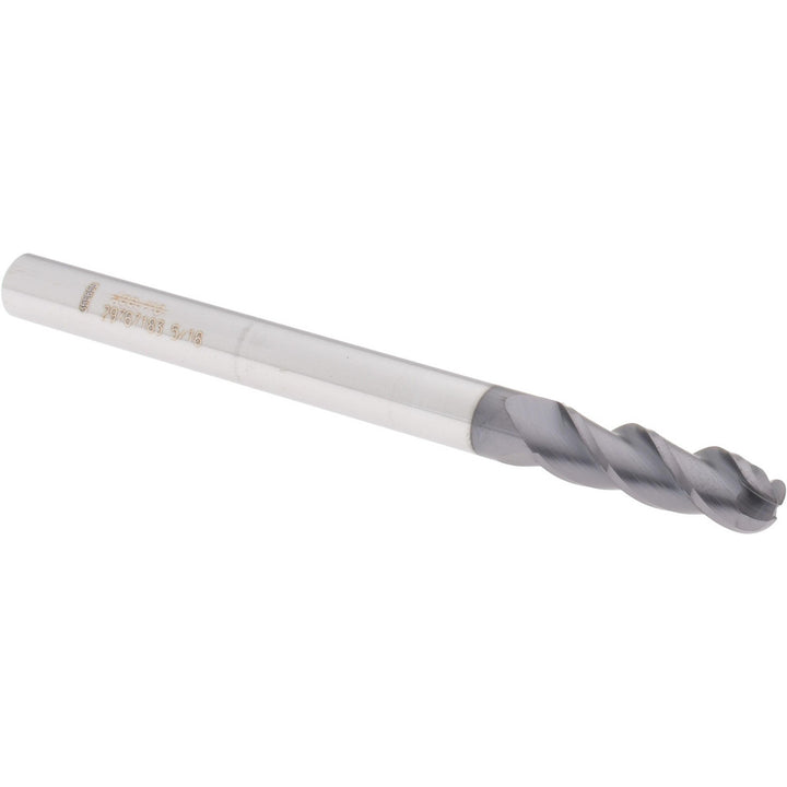 5/16" 3-Flute Solid Carbide Ball End Mill, AlTiN+ - Accupro 14788669