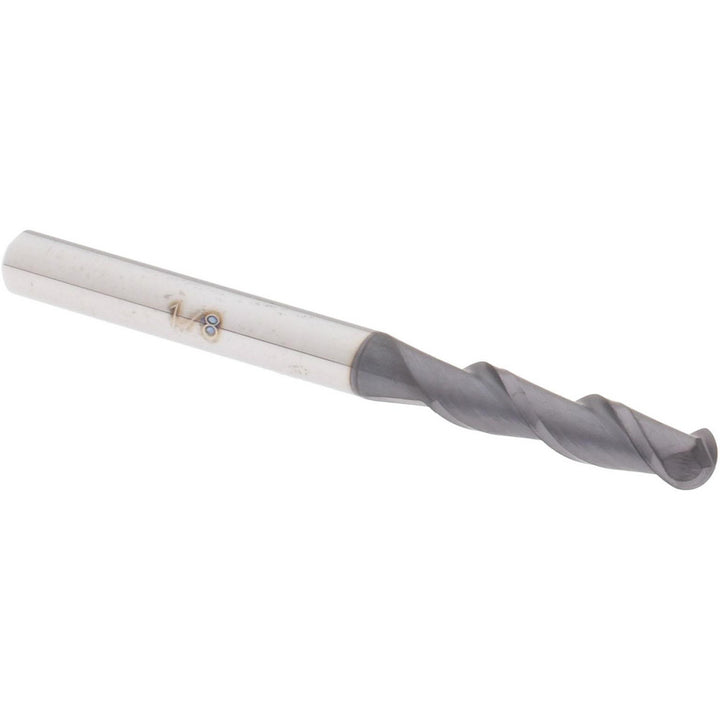 1/8" 2-Flute Solid Carbide Ball End Mill, AlTiN+ - Accupro 14788596