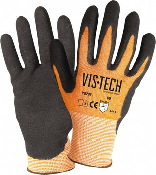 Large Black; High-Visibility Orange Fiber; Stainless Steel Cut-Resistant Gloves - Wells Lamont Y9296L
