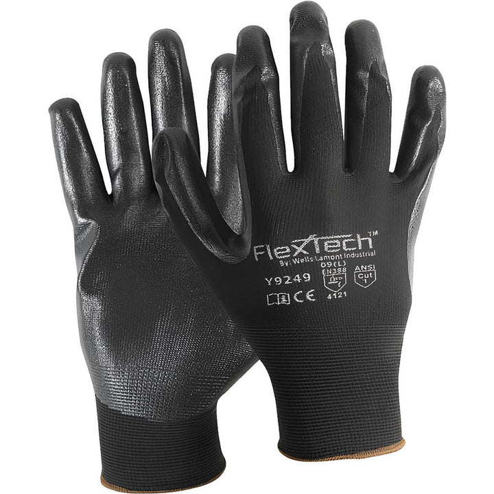 Large Black Synthetic Cut, Puncture & Abrasion-Resistant Gloves - Wells Lamont Y9249L