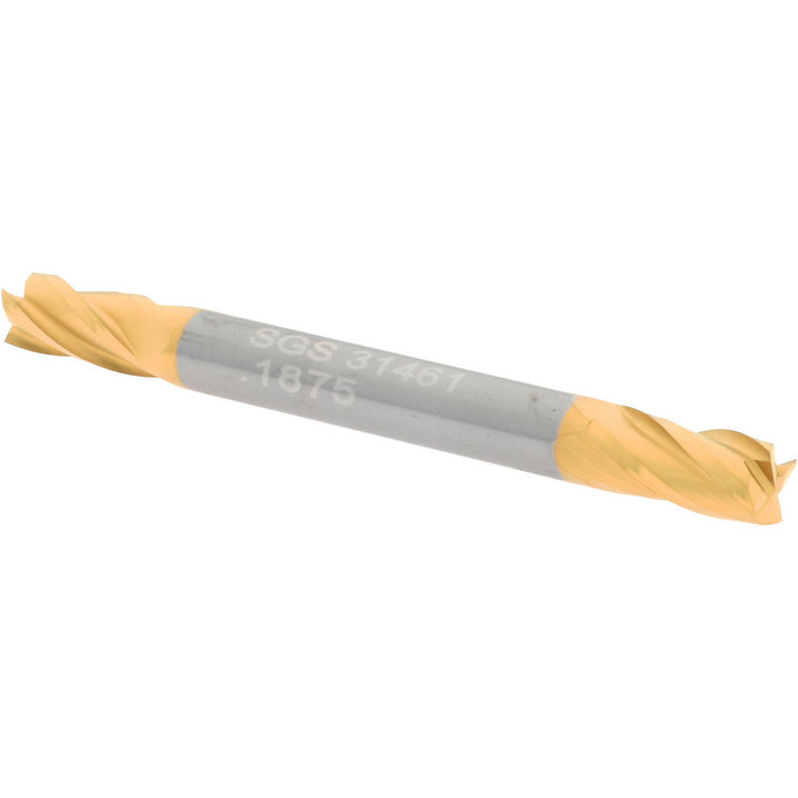 3/16" 4-Flute Solid Carbide Square End Mill, TiN - SGS 31461