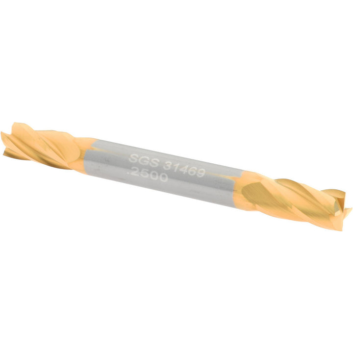 1/4" 4-Flute Solid Carbide Square End Mill, TiN - SGS 31469