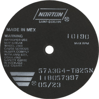 6 x 1/16" 36-Grit Aluminum Oxide Grinding & Cutoff Wheel - Norton 66252822969