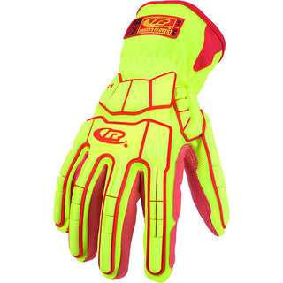 Large High-Visibility Red; High-Visibility Green Synthetic Leather Cut-Resistant; Impact-Resistant Gloves - Ringers Gloves R179-09