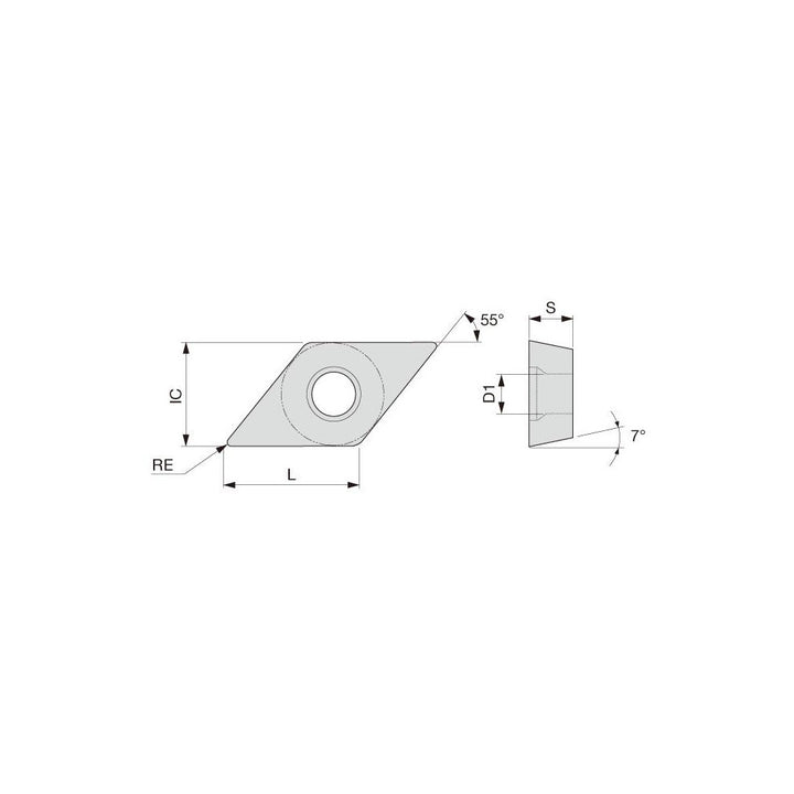 DCMT070208-PSS AH725 Carbide Insert, Grade AH725, TiAlN - Tungaloy 6864925
