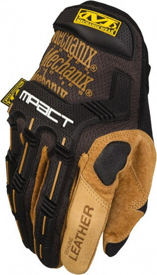 Medium Black; Brown Leather General Purpose Gloves - Mechanix Wear LMP-75-009