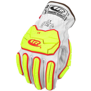 X-Large Yellow; Red; Gray Leather Cut-Resistant; Impact-Resistant Gloves - Ringers Gloves 665-10