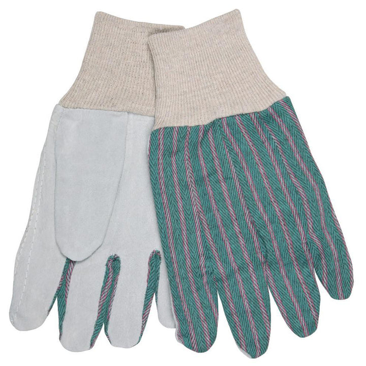 Small Gray; White Cowhide Leather General Purpose Gloves - MCR Safety 1042